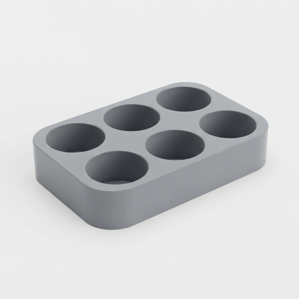 Support tube silicone en PETG, 6 emplacements, fond plein, fabriqué en France